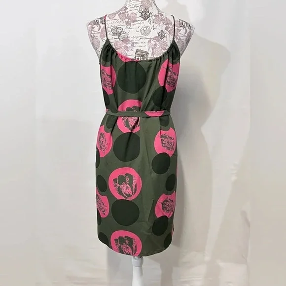 🛍️ TUCKER for Target Olive green and pink summer dress‎ size M. - Picture 6 of 13
